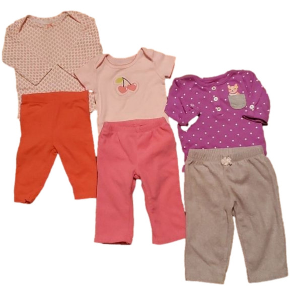 Three Set's of Carter's Baby Two Piece Bodysuit Pant Set Size 6M - Picture 1 of 13
